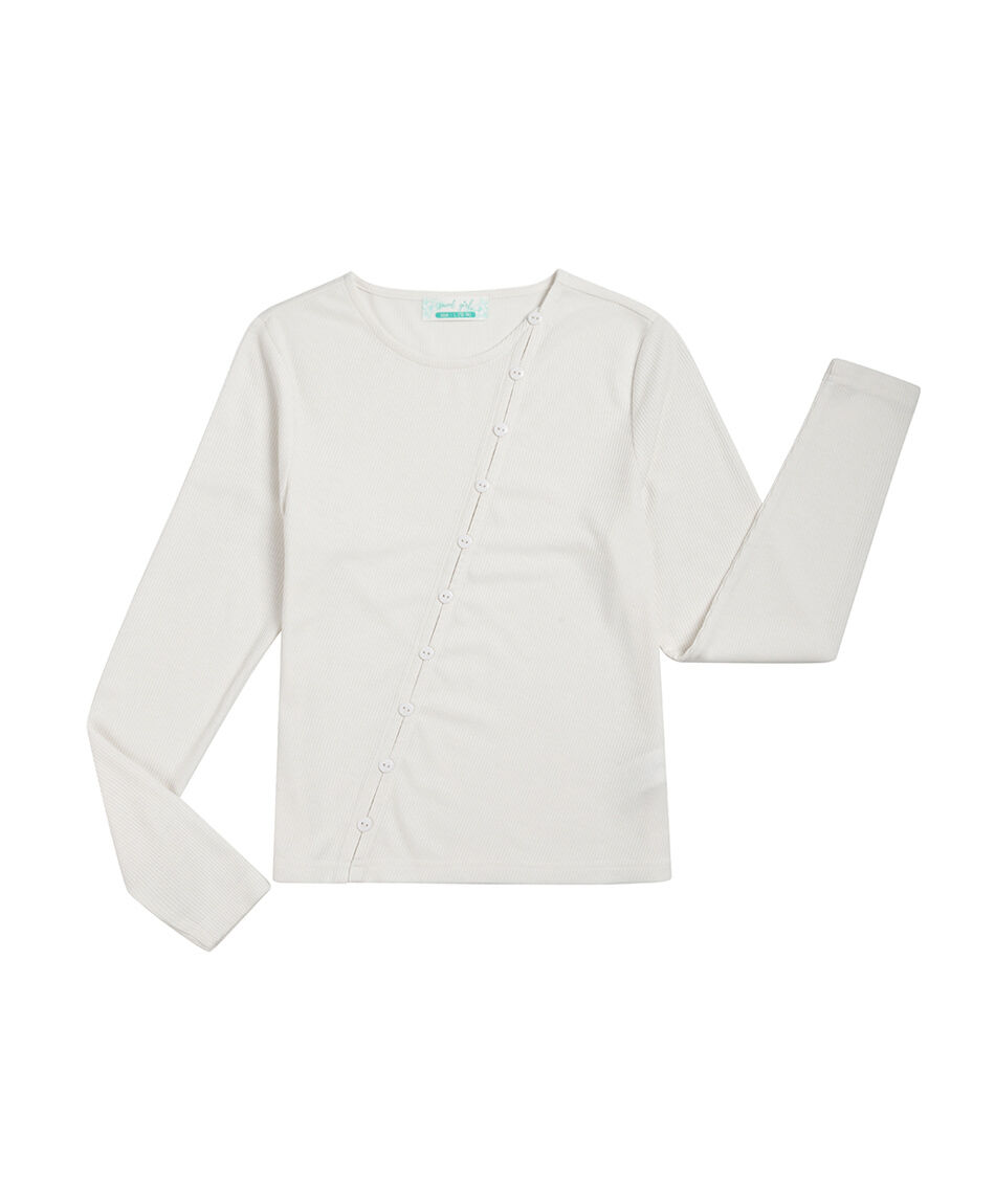 Remera ni&ntilde;a botones white