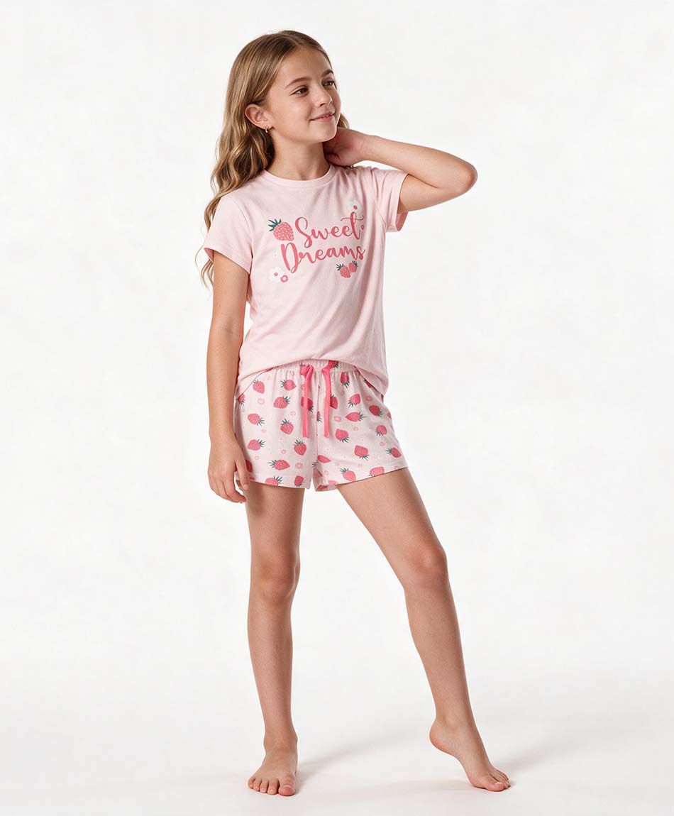 Pijama ni&ntilde;a frutillas