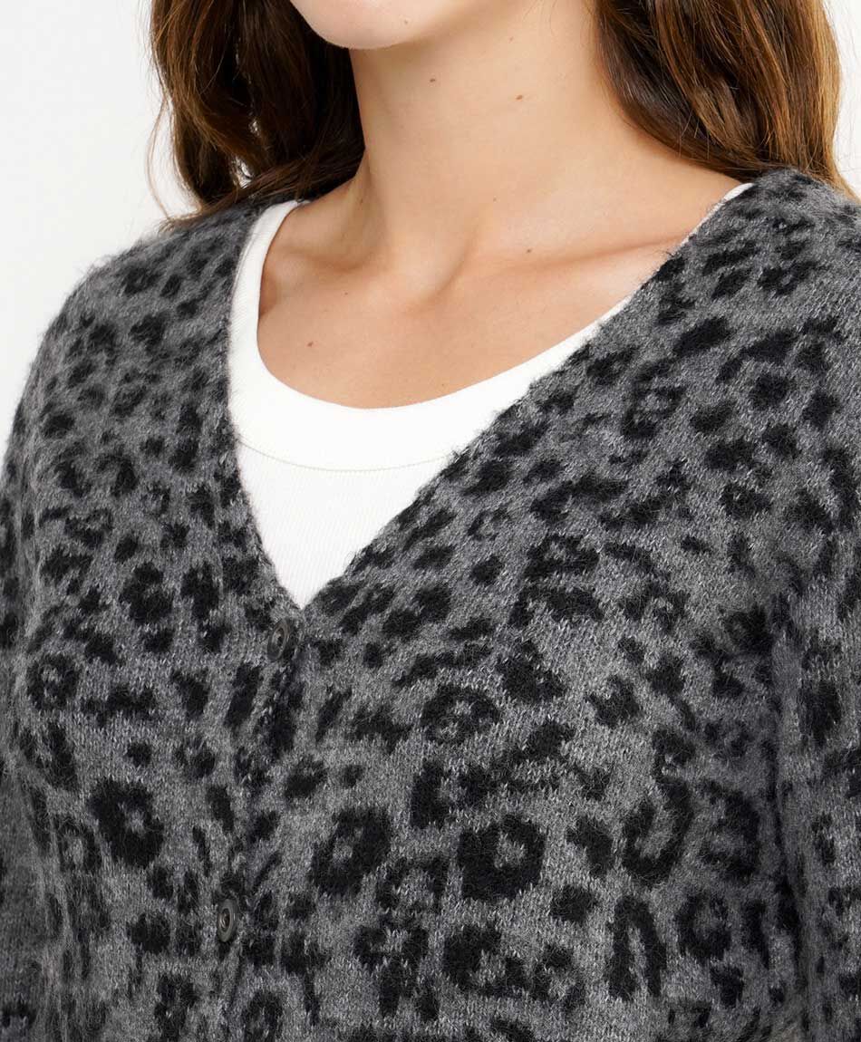 Cardigan mujer animal print grey