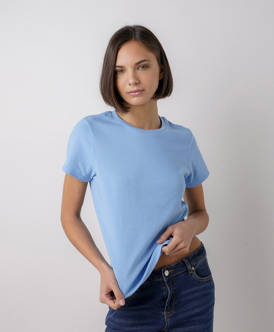 Remera mujer lisa cl&aacute;sica azul