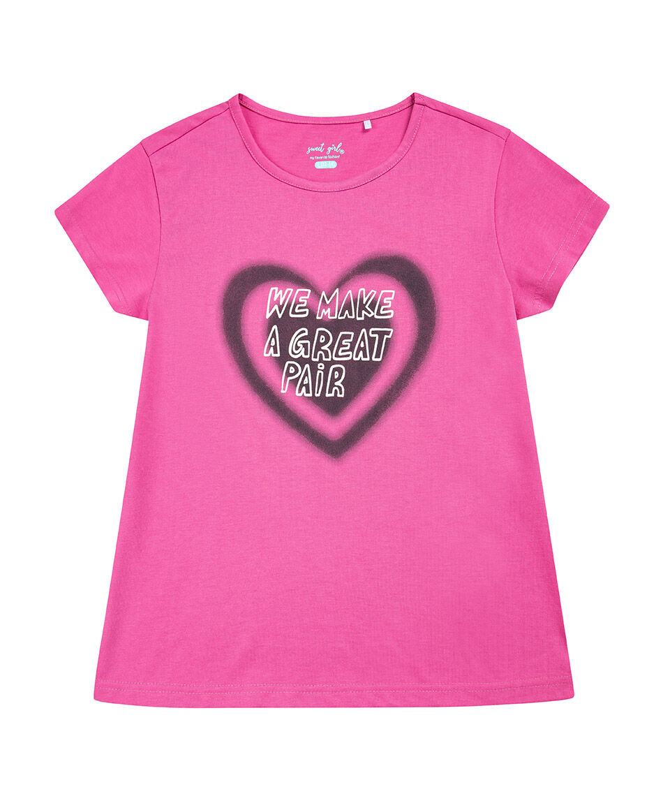 Remera ni&ntilde;a fucsia coraz&oacute;n