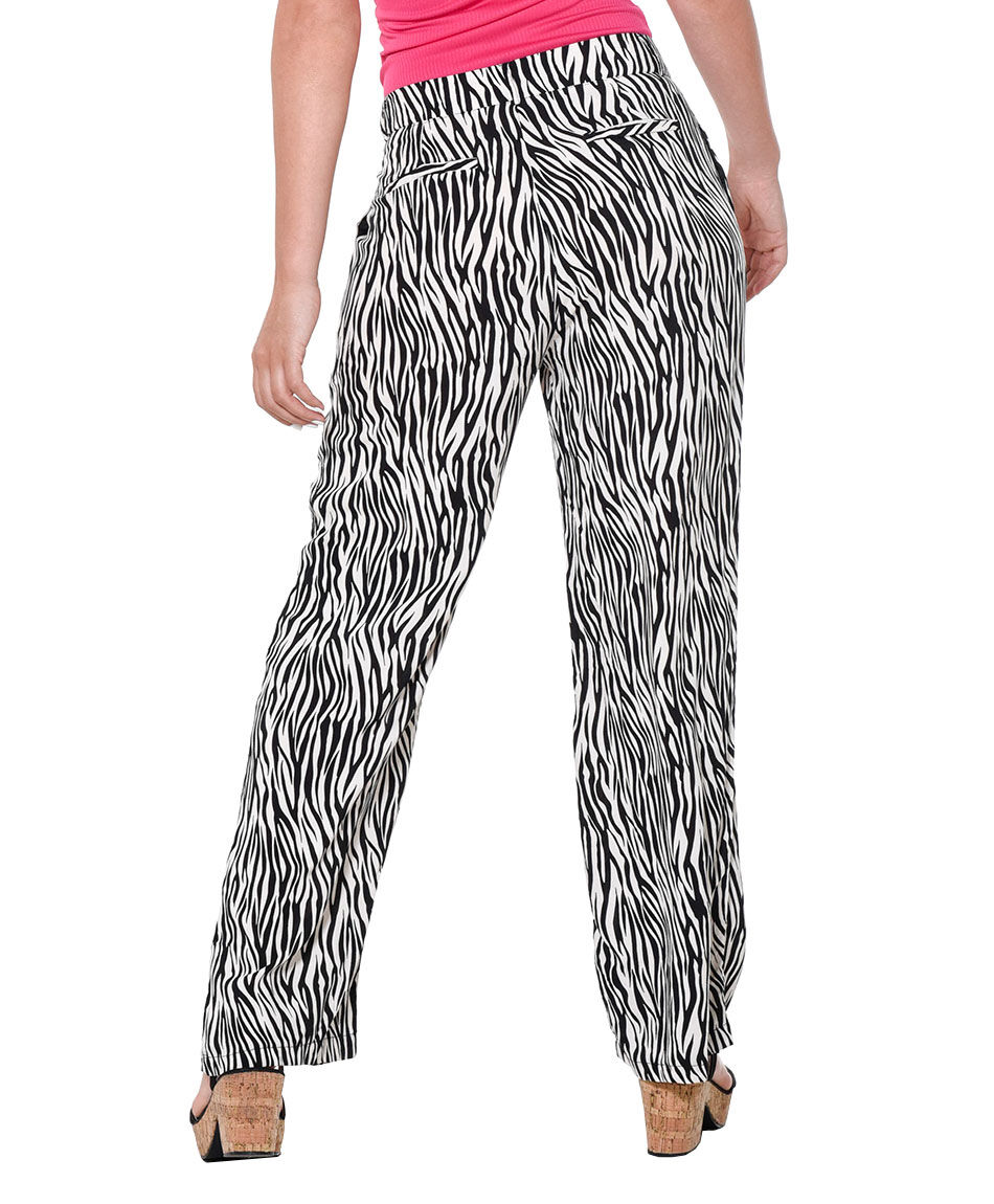 Pantalon ancho estampado cebra