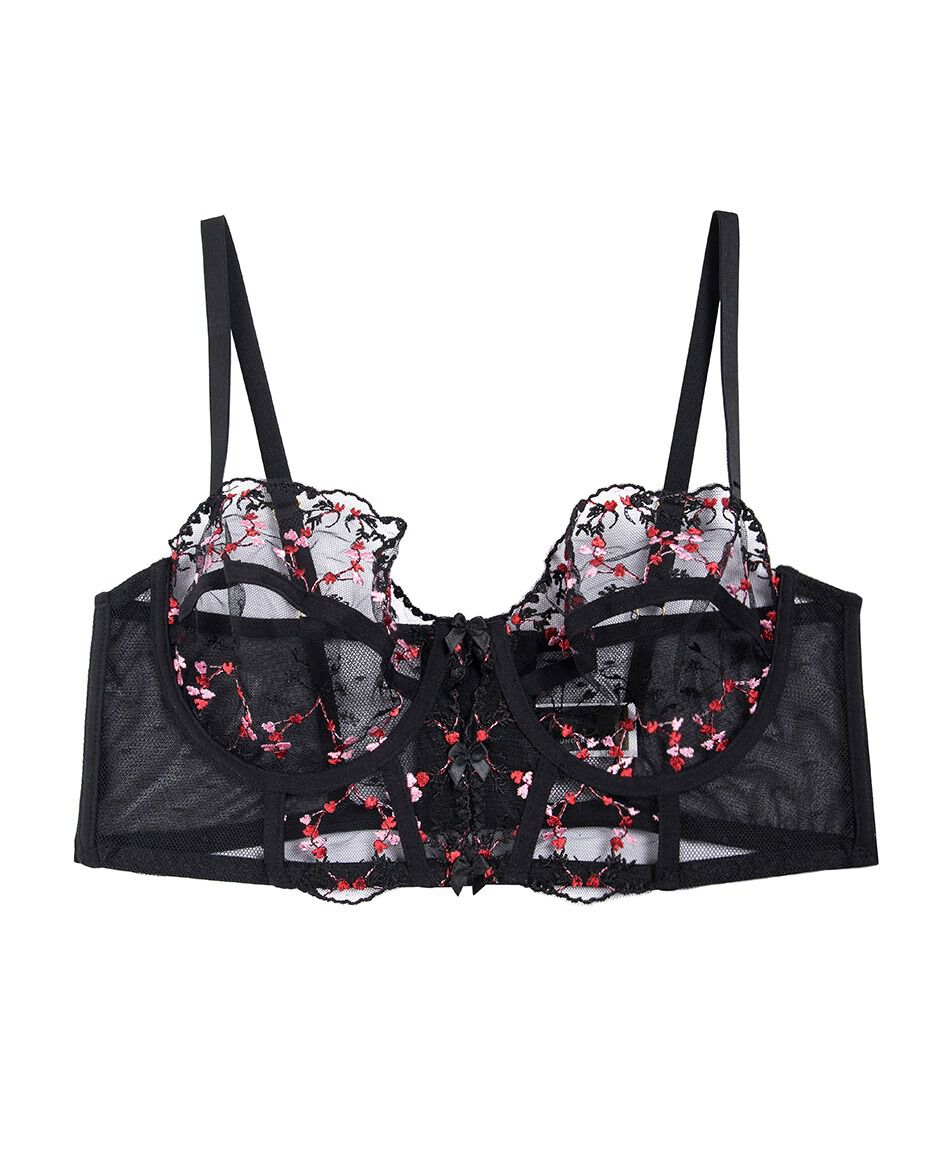 Corset mujer flores bordadas