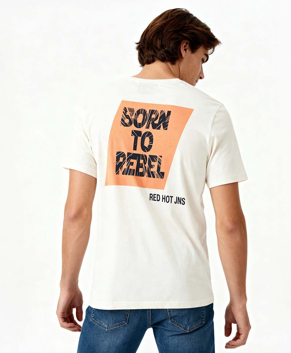 Remera hombre doble estampado rebel