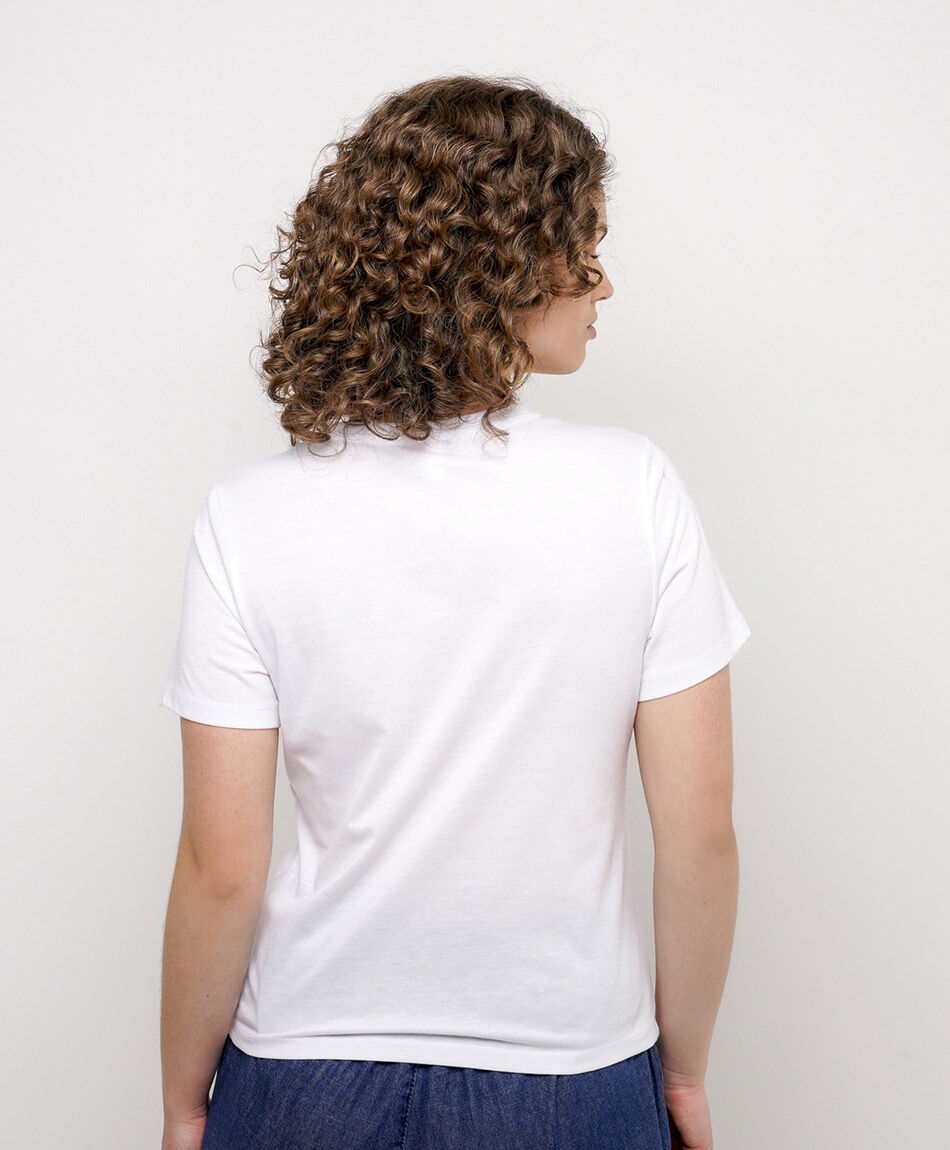 Remera mujer bordado denim
