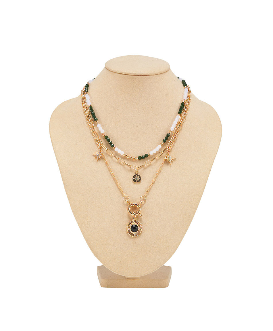 Collar mujer detalles dorados