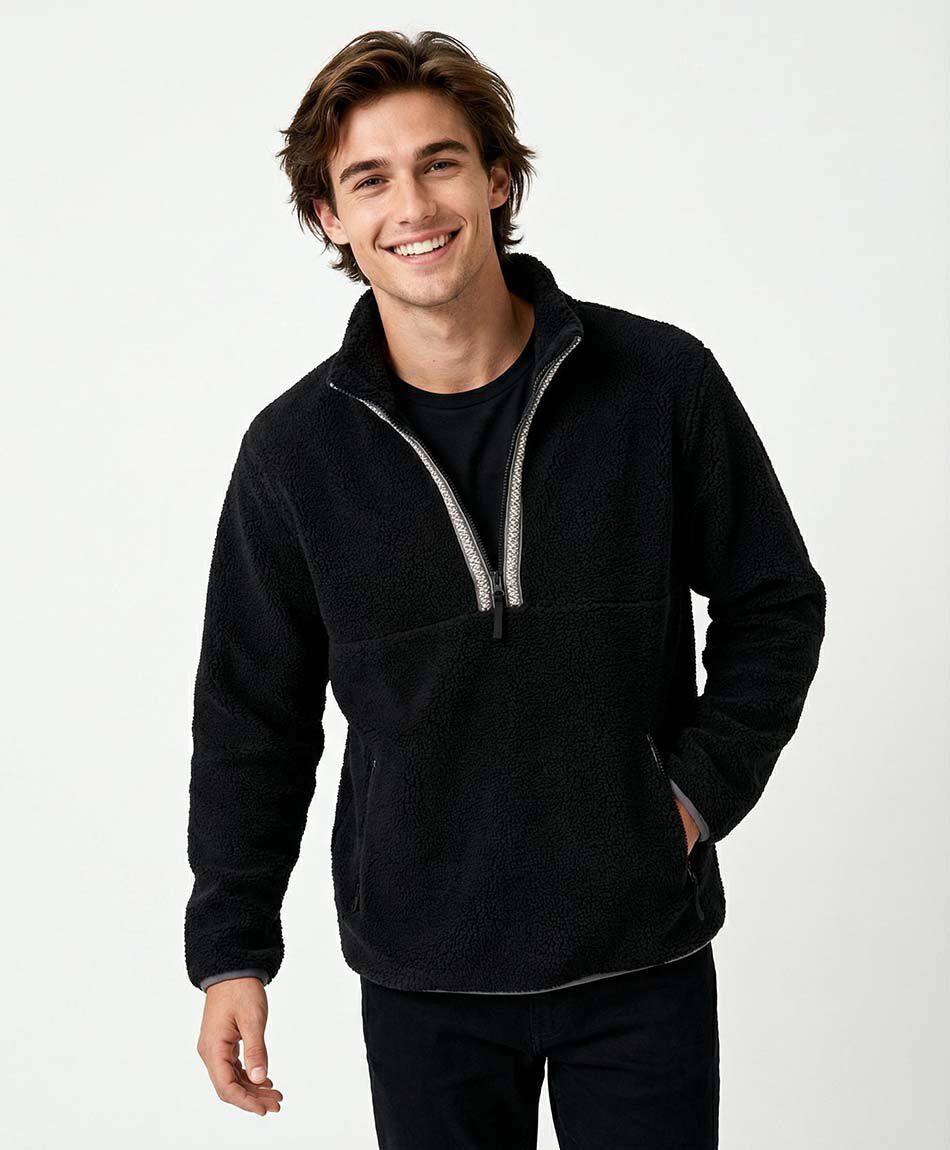 Campera hombre polar sherpa black