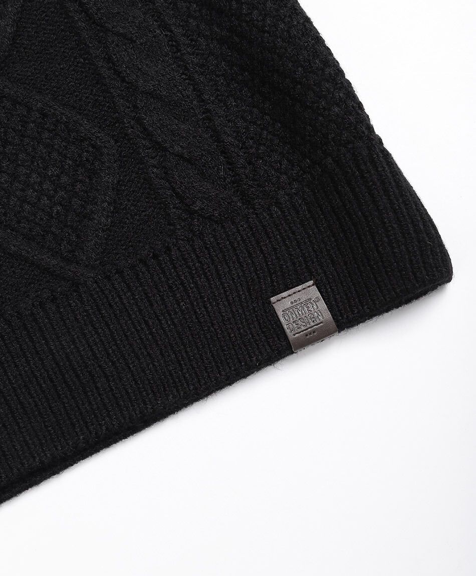 Sweater hombre cuello redondo trenzado negro