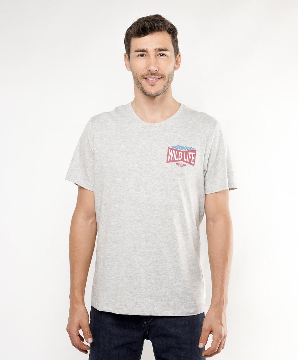 Remera hombre doble estampado wildlife