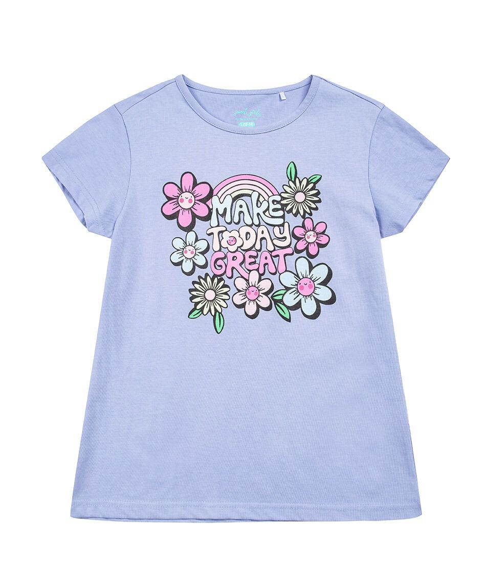 Remera ni&ntilde;a frase flores