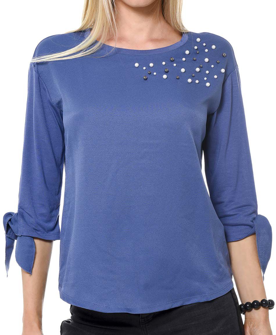 Blusa mixta perlitas