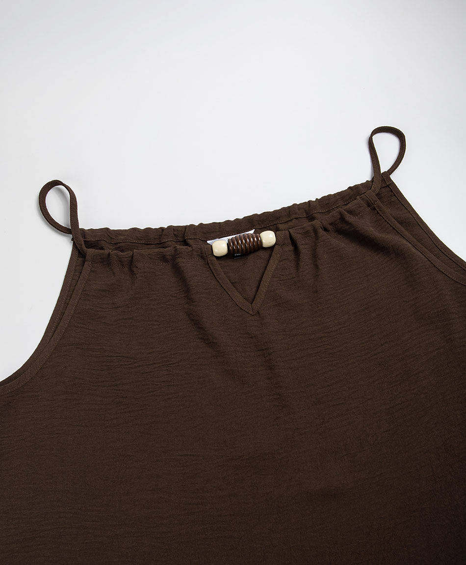 Blusa mujer top pabilo borlas caf&eacute;