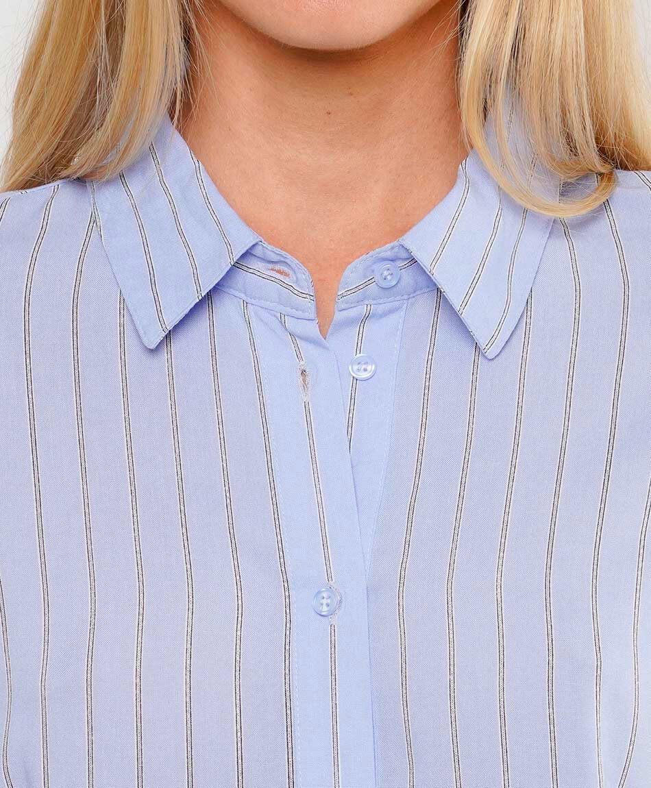 Camisa mujer lineas manga ancha azul