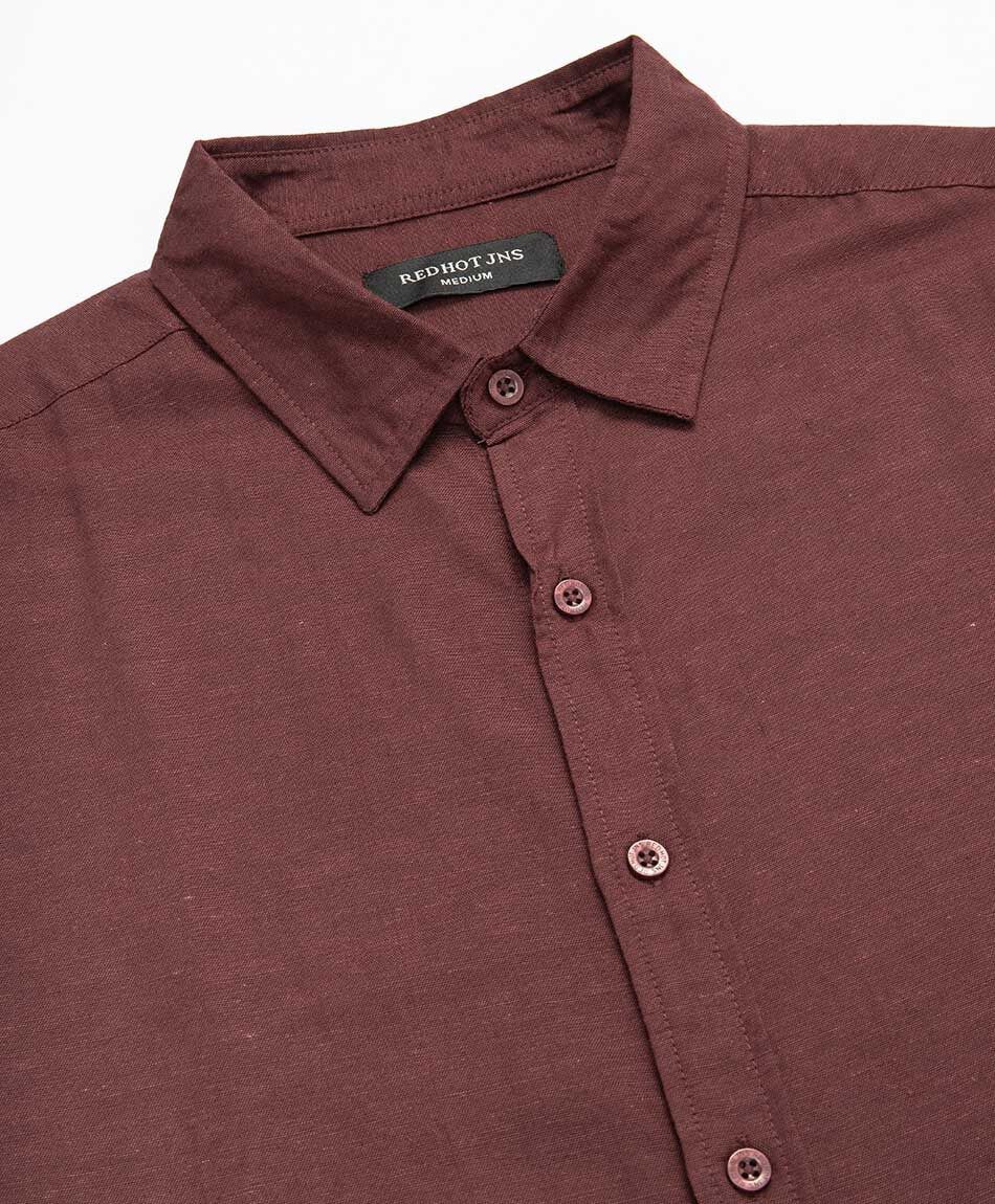 Camisa hombre lisa burdeo