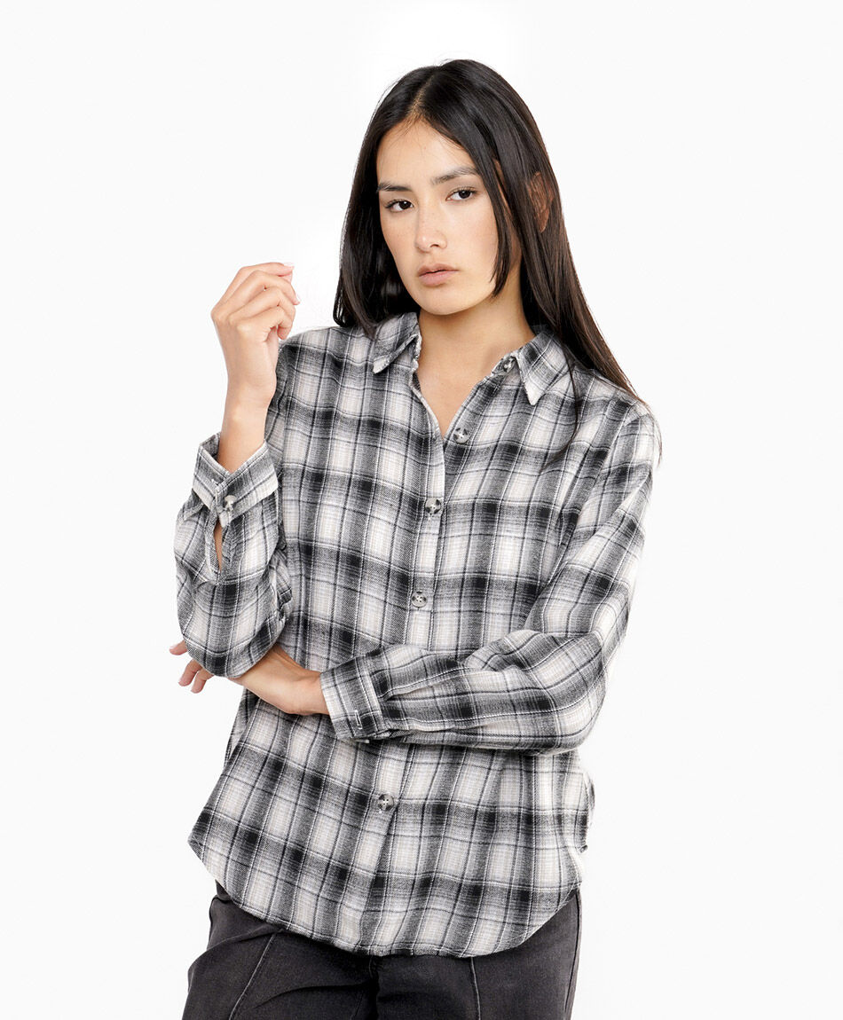 Blusa mujer escoc&eacute;s cuadros negros