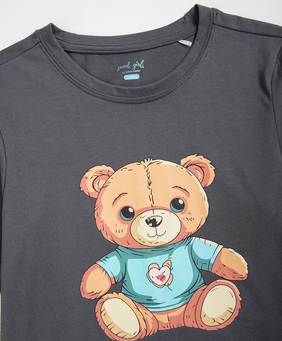Polera ni&ntilde;a estampado oso beb&eacute;