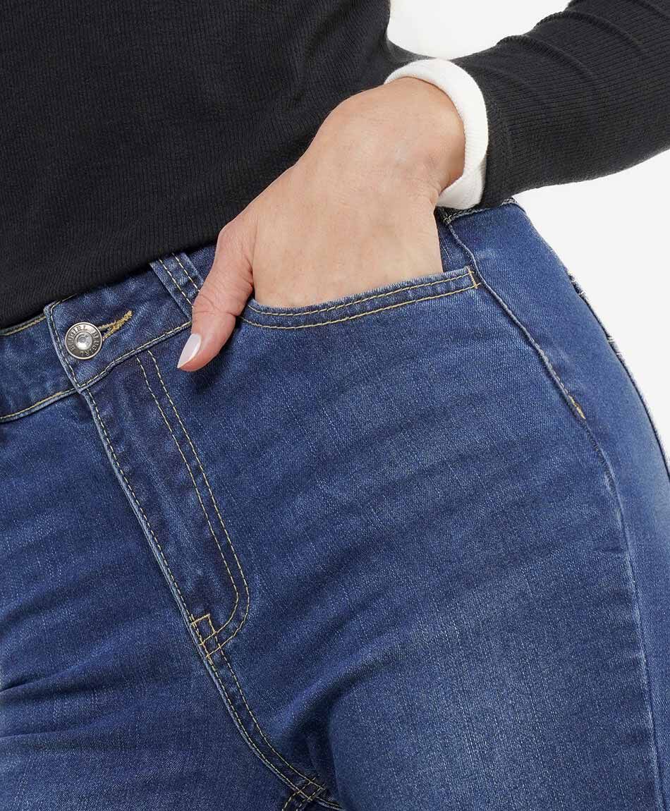 Jeans mujer flare brillos bolsillo