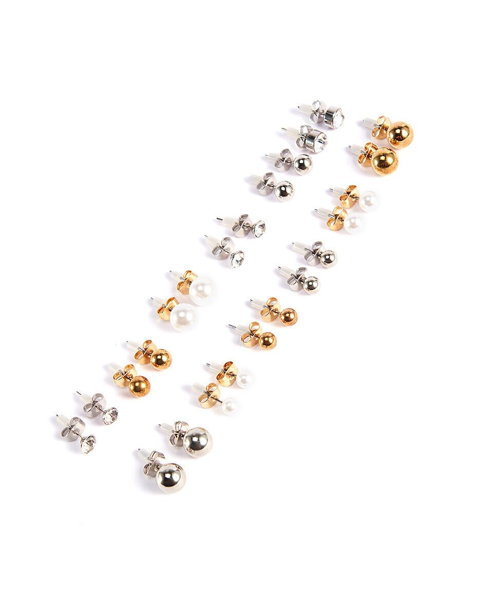 Set 12 aros mujer perlitas