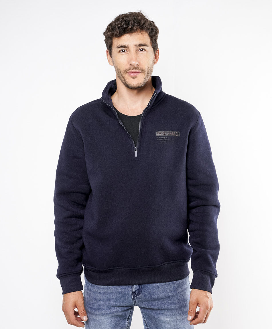 Buzo hombre mini print medio cierre