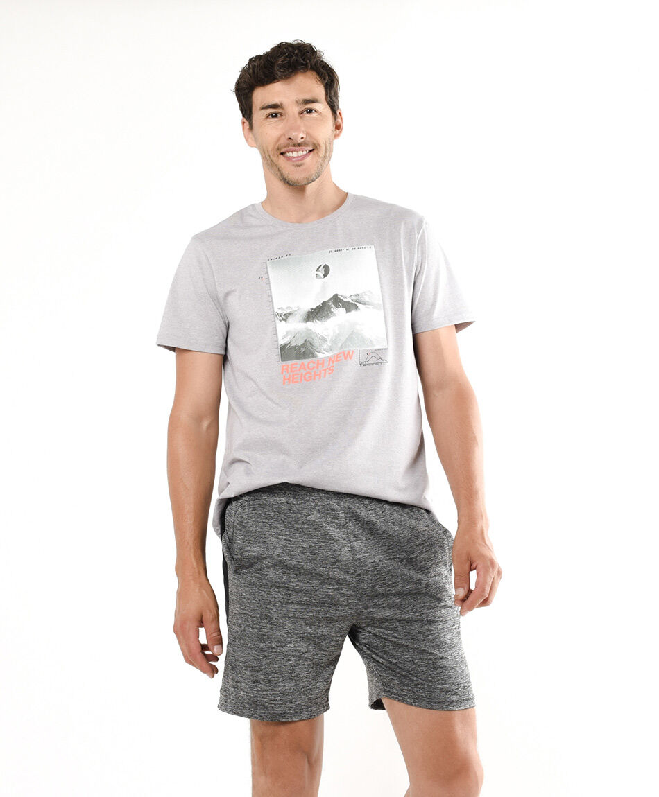 Short deportivo hombre gris jaspeado