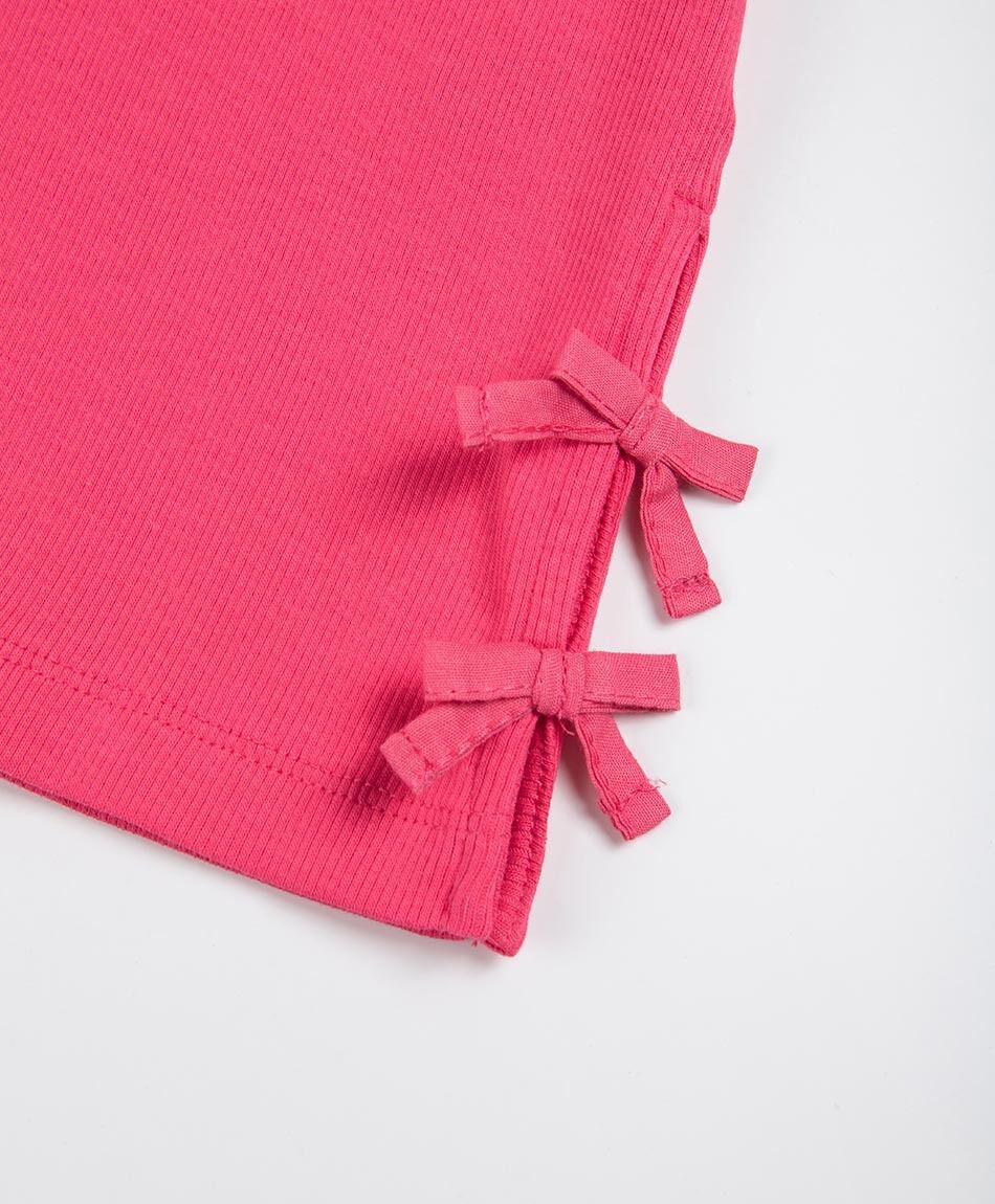 Remera ni&ntilde;a doble lazos fucsia