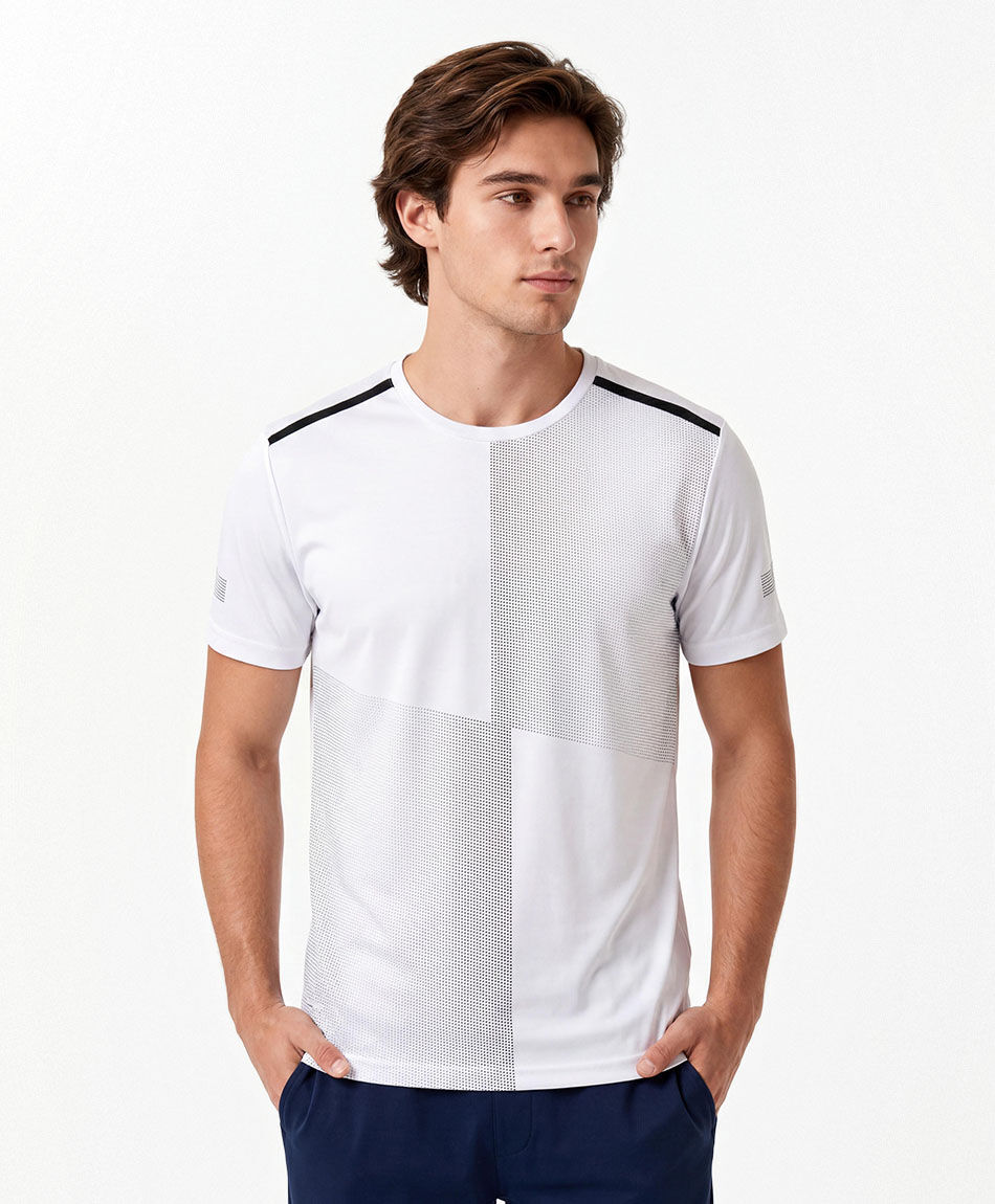 Remera deportiva hombre cuadros puntitos
