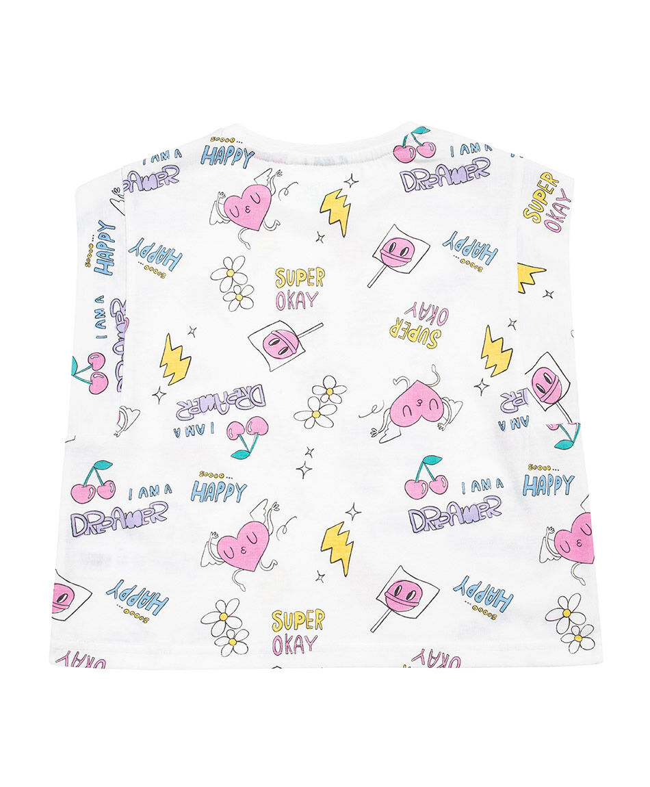 Remera ni&ntilde;a blanca dibujos