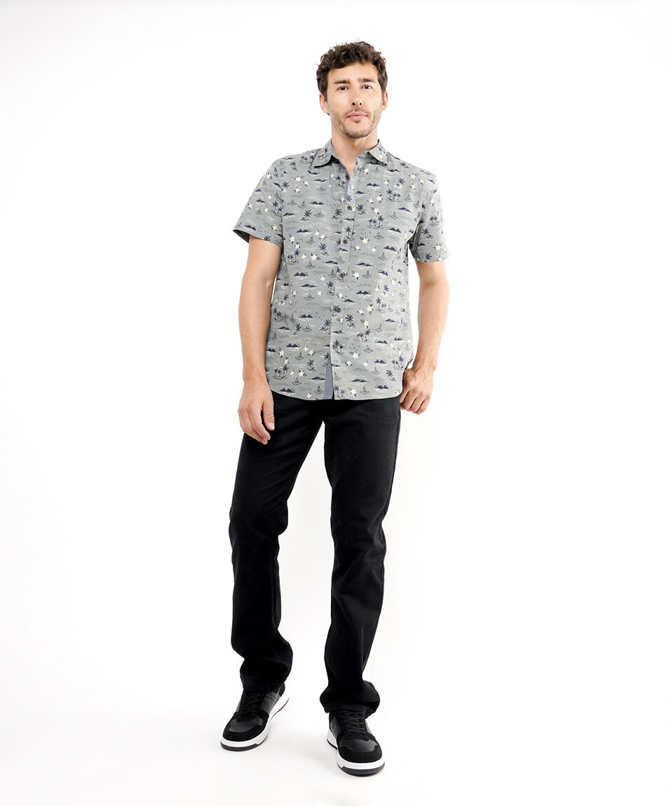 Camisa hombre casual estampado palmeras