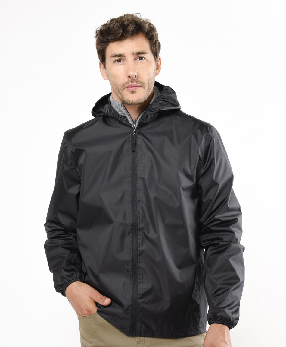 Cortaviento hombre liso negro