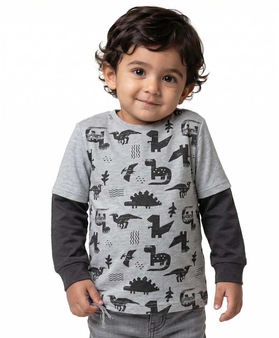 Remera beb&eacute; manga larga dinosaurios