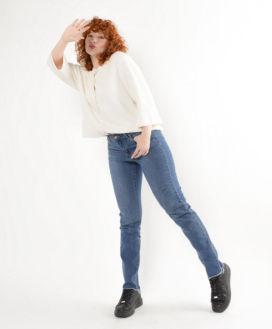 Jeans mujer basta desflecada