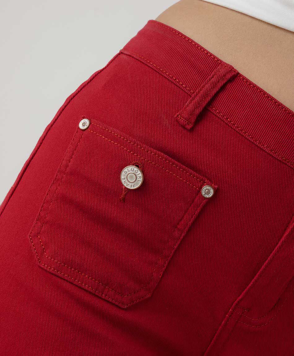 Jeans mujer wide leg rojos