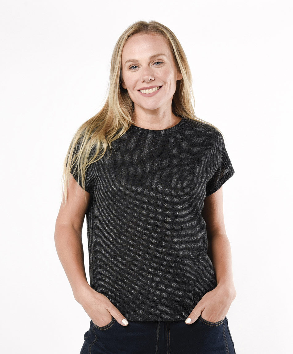 Remera mujer mix brillos