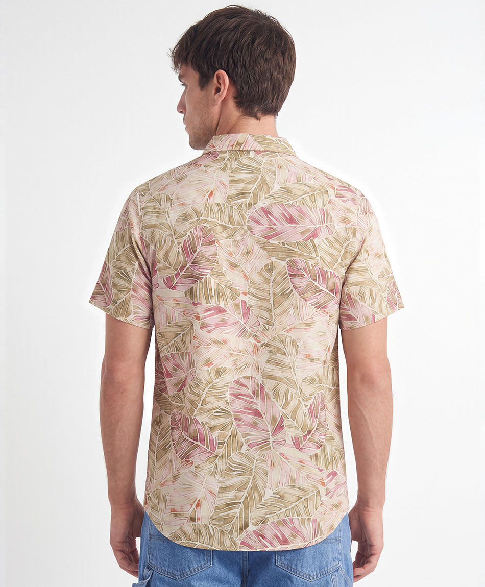 Camisa hombre lino monstera