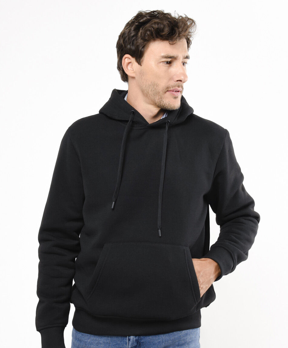 Buzo hombre liso capucha