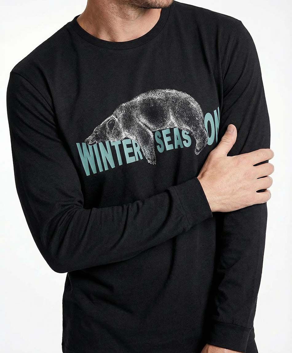 Pijama hombre estampado oso negro