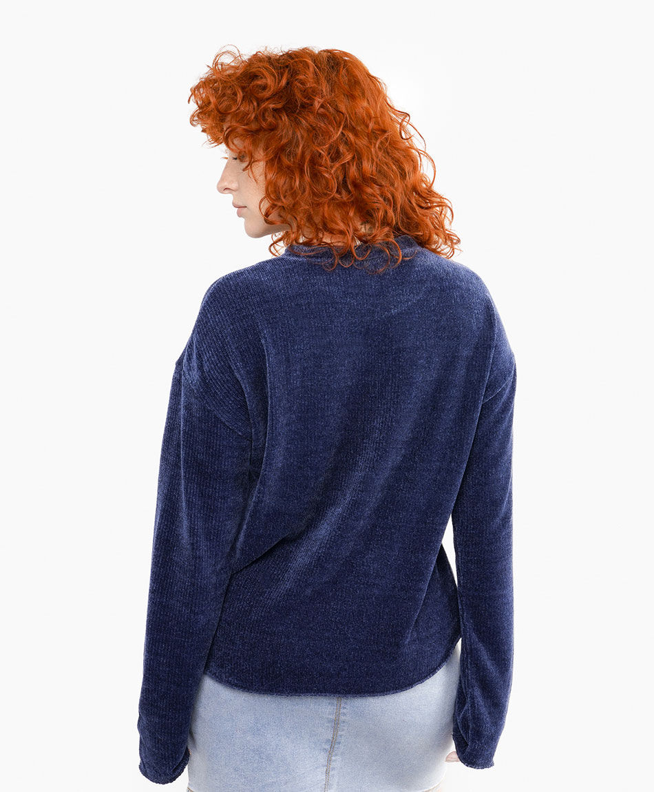Sweater mujer chenille azul