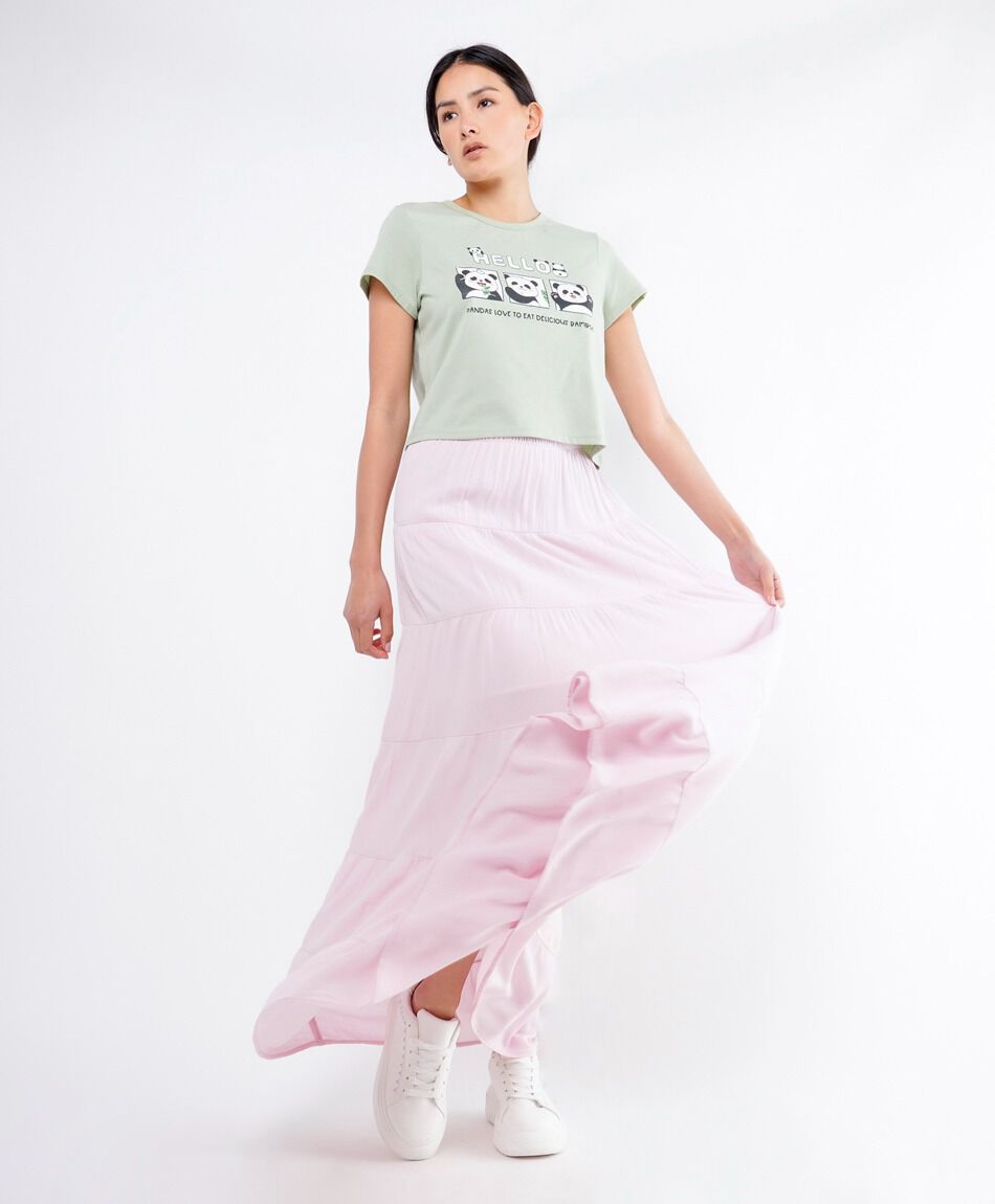 Pollera mujer larga pisos pink