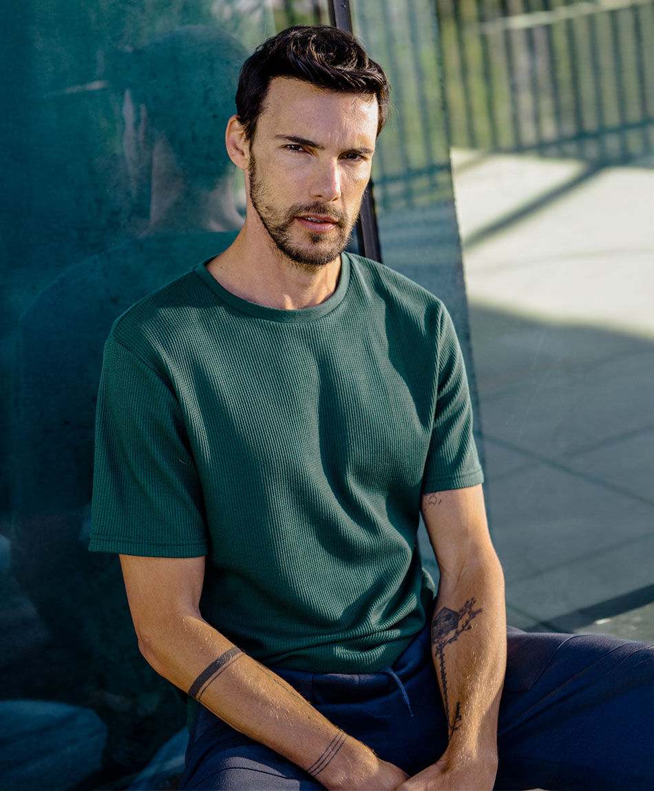 Remera hombre waffle verde