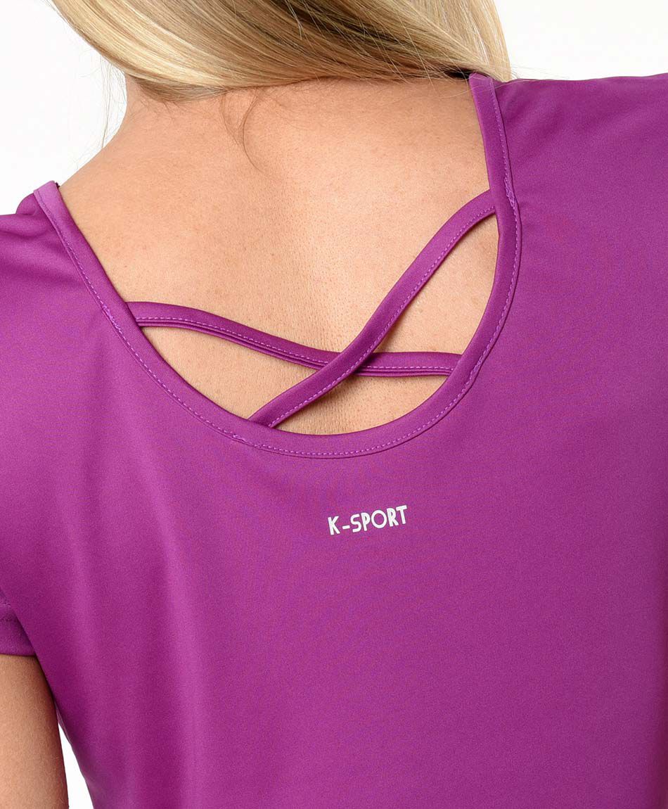 Remera deportiva mujer lisa cruzada en espalda