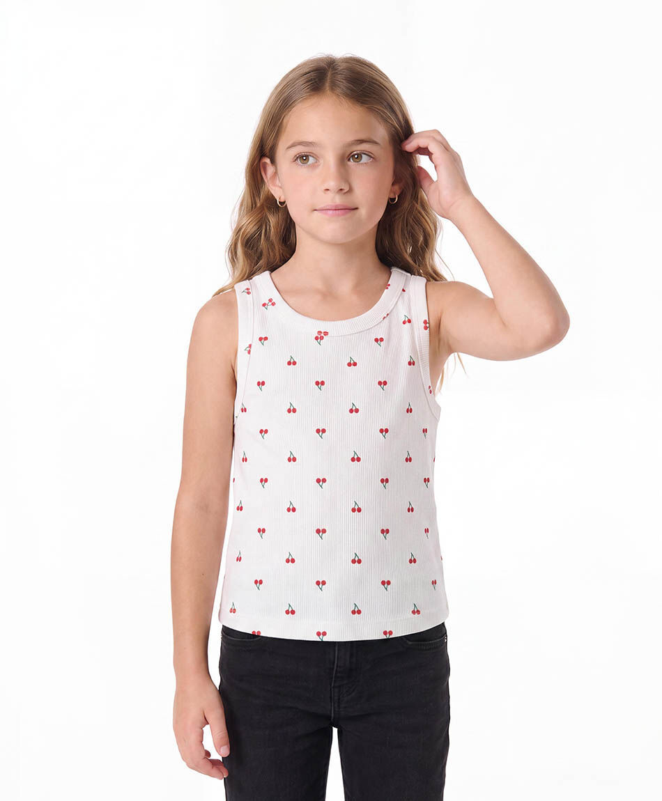 Remera ni&ntilde;a cerezas sin mangas