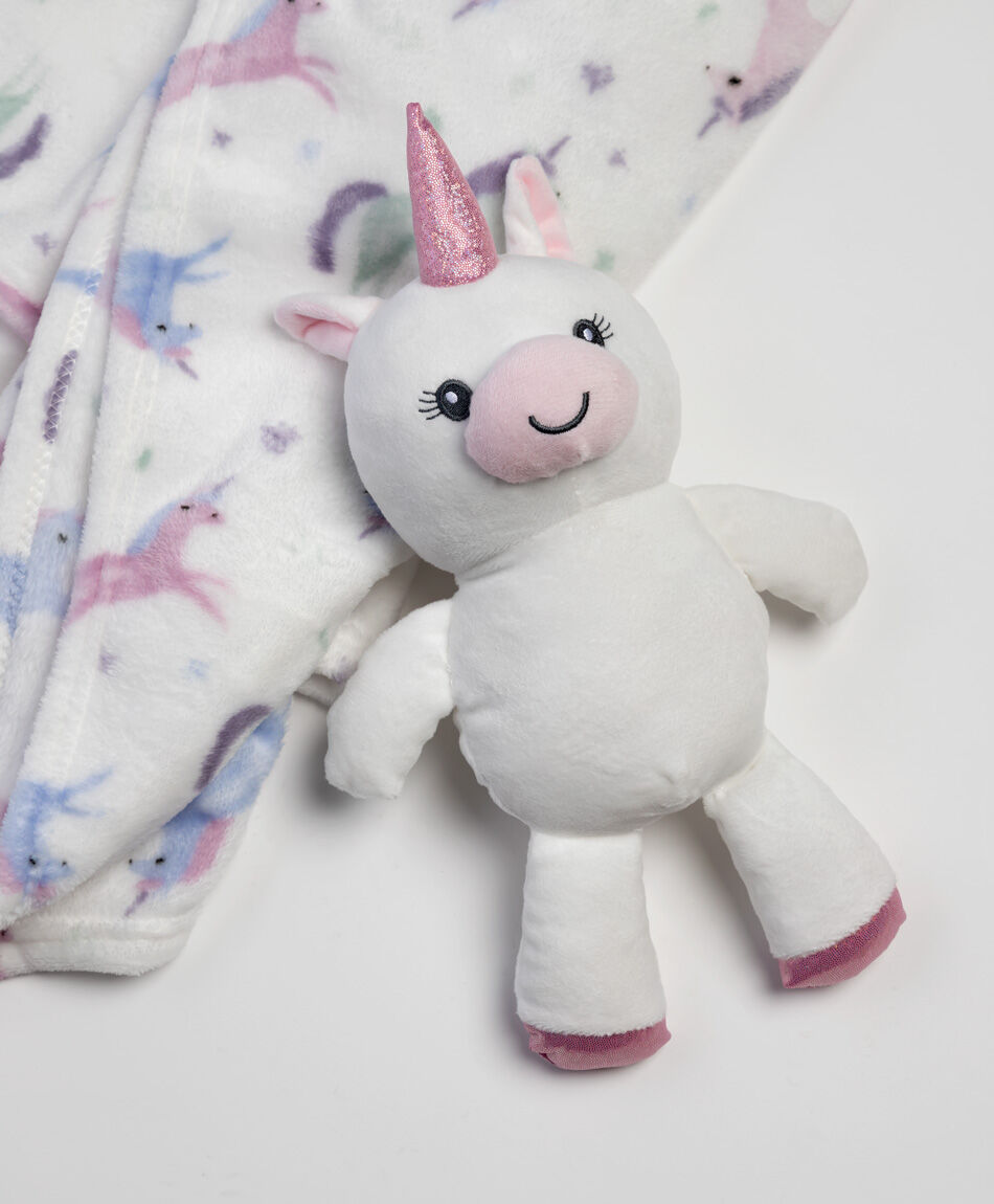 Set mantita + peluche beb&eacute; unicornio