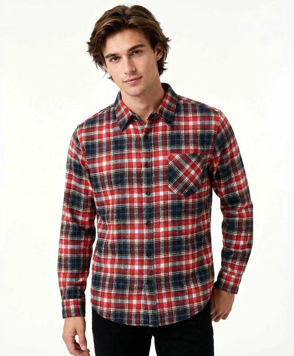Camisa hombre roja franela