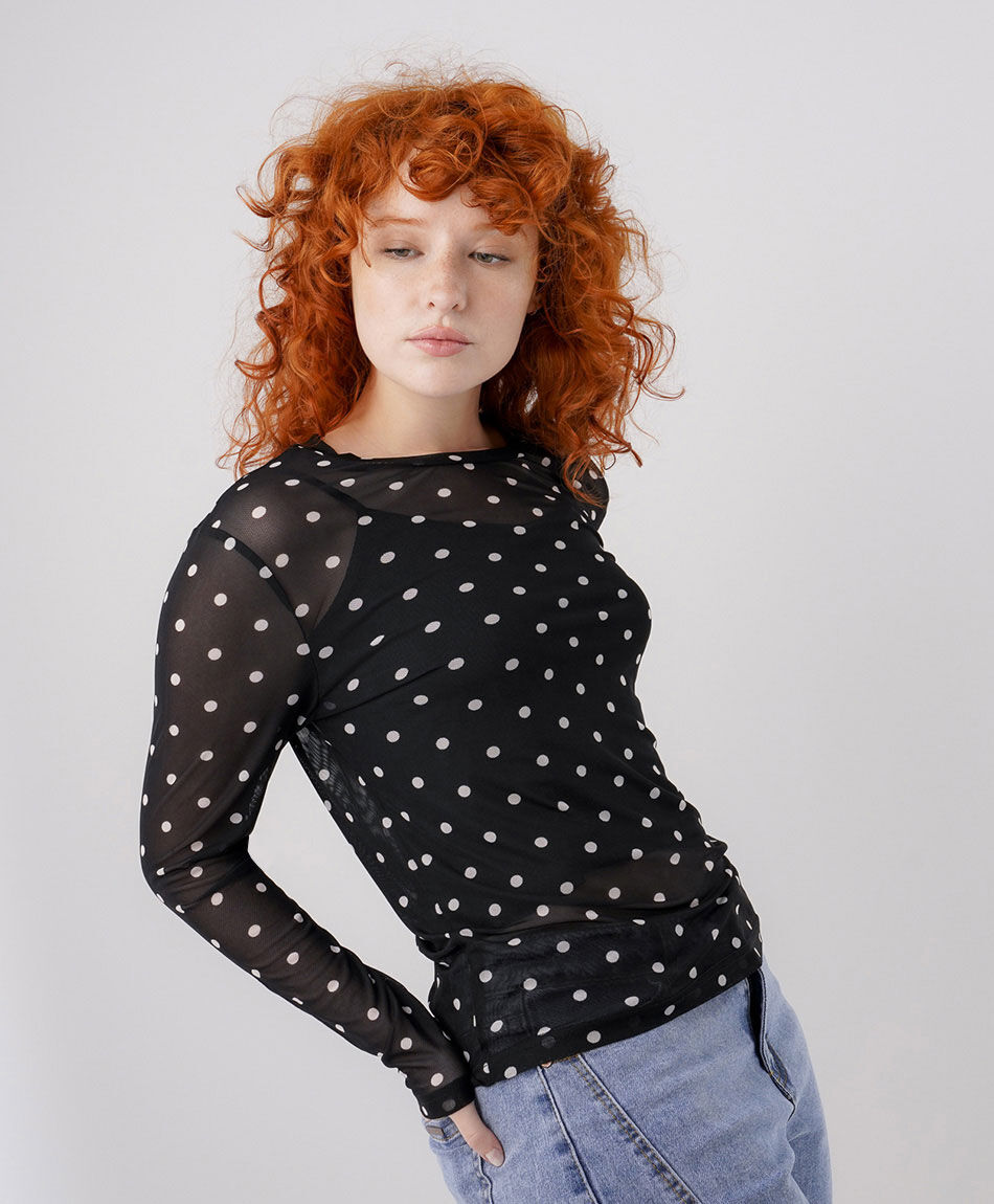 Remera mujer mesh puntos