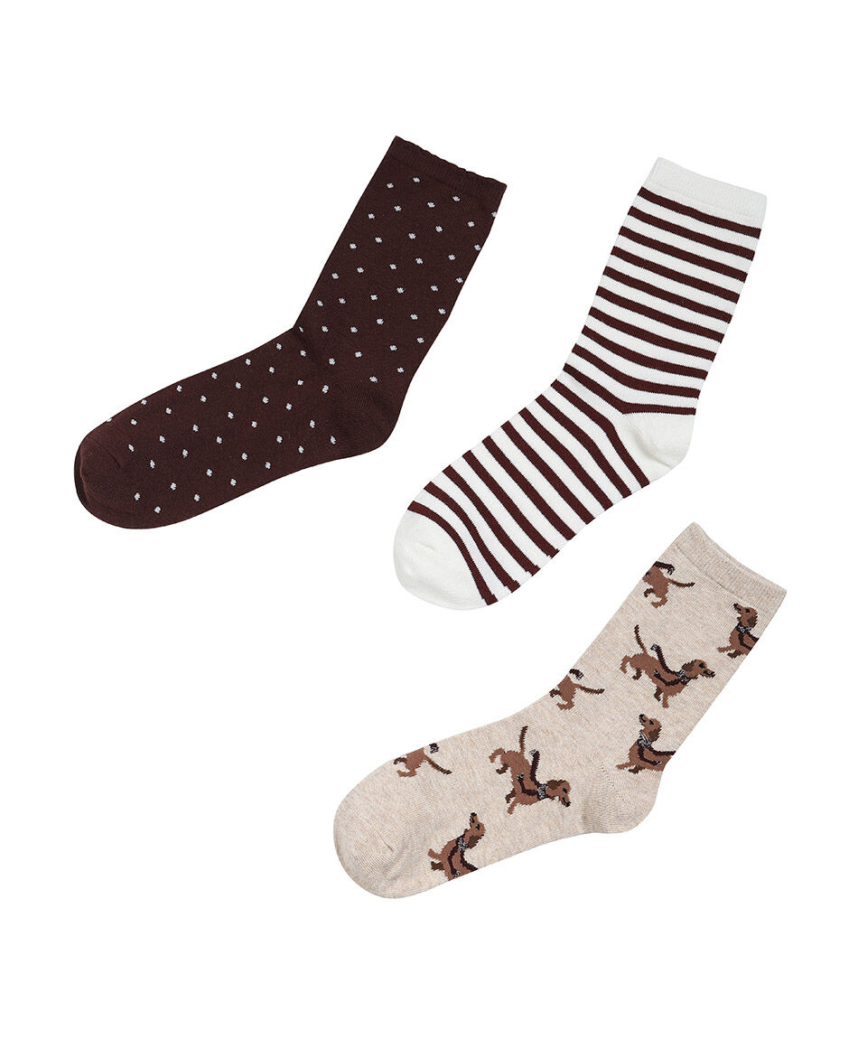 Pack 3 medias mujer medium brown