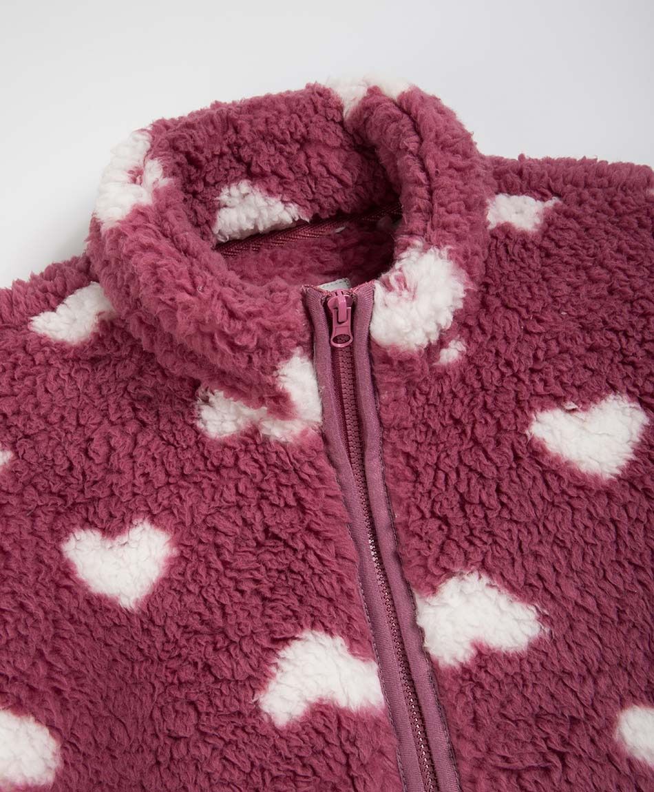 Buzo ni&ntilde;a corazones pink