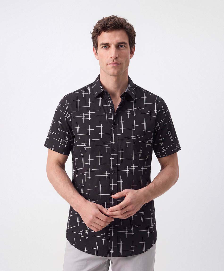 Camisa hombre l&iacute;neas mix