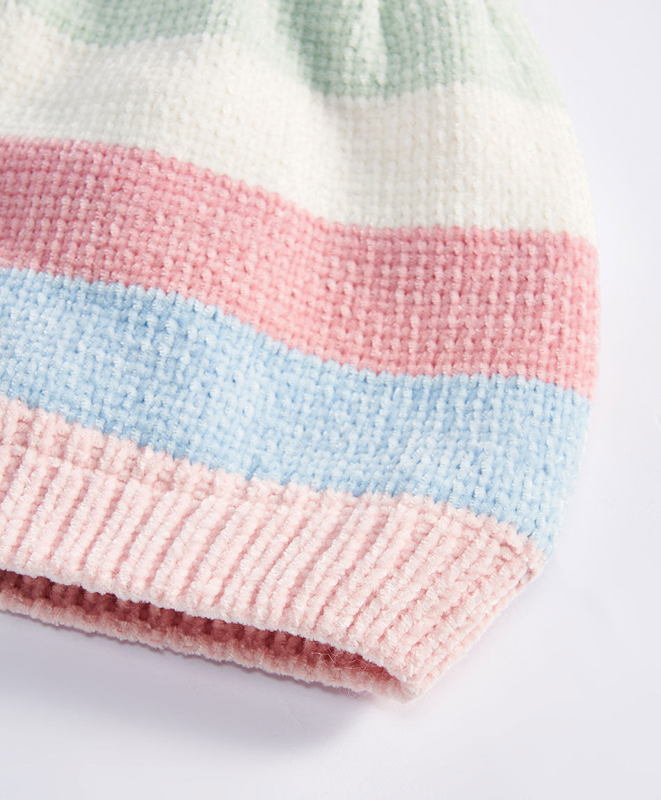 Gorro infantil l&iacute;neas pomp&oacute;n