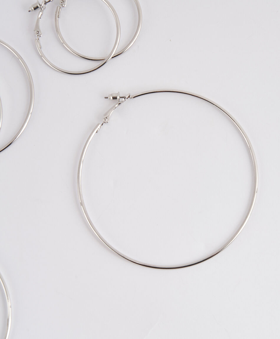Set 5 aros mujer argollas plateadas