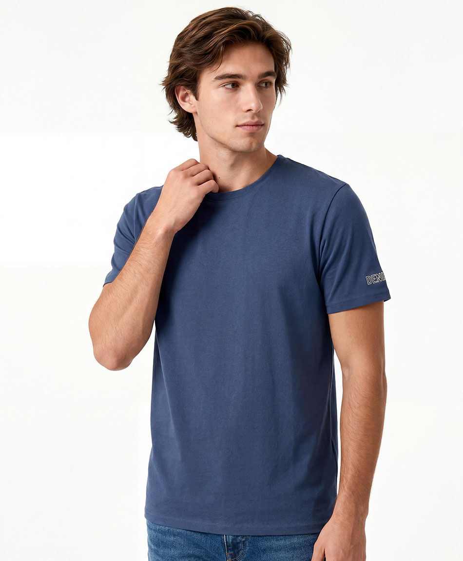 Remera hombre b&aacute;sica bordado manga